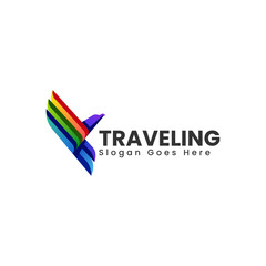 Vector Logo Illustration Traveling Gradient Colorful Style