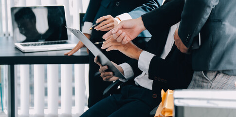 Consultation and conference of Male lawyers and professional businesswoman working and discussion...