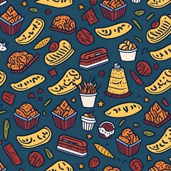 Random Fast Food Seamless Pattern Design