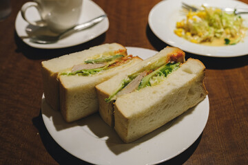 サンドイッチと珈琲のモーニングセット