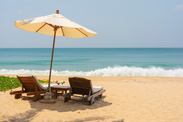lounge chairs on the beach