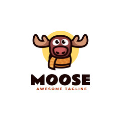 Vector Logo Illustration Moose Mascot Cartoon Style.