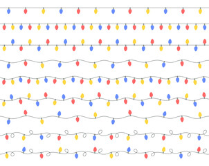 Seamless borders with Christmas lights