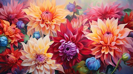 Vibrant, beautiful flowers burst with life, offering a feast for the eyes and symbolizing vitality, beauty, and a deep appreciation of aesthetics. Generative AI.
