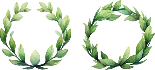 four watercolor laurel wreaths for printable templates - obrazy, fototapety, plakaty