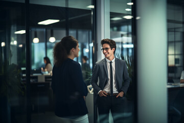 business people in a corridor