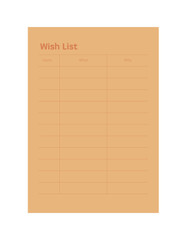 Wish List Planner. (Summer) 