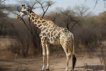 Giraffe with scattered coat. Generative AI