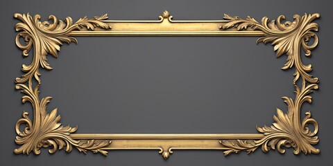 Elegant nostalgia. Ornate antique frame for timeless artistic presentation. Vintage grandeur. Richly carved golden decorative element. Baroque elegance. Antique gold timeless touch of classic art