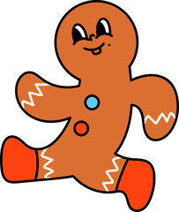 Groovy cookie character illustration