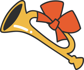 Groovy trumpet with ribbon illustration © TWINS DESIGN STUDIO