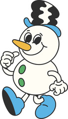 Groovy snowman character illustration