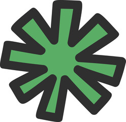 Groovy green snowflake illustration