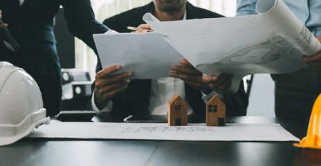 Construction and structure concept of Engineer or architect meeting for project working with...