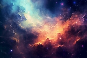 Nebula with stars and fantasy galaxy background. Generative AI