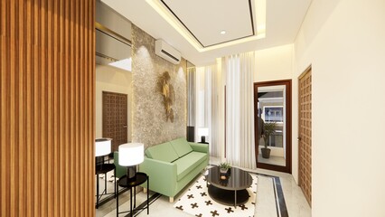 2 floors home interior design with minimalis modern style