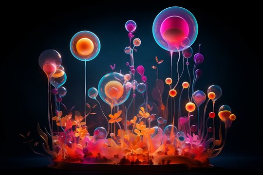Vibrant voice bubbles, 3D crafted with gentle illumination. Generative AI