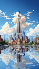 new york sky scrapper iconic landmark,generative ai - obrazy, fototapety, plakaty