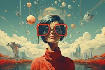Illustration with expressive sunglasses 