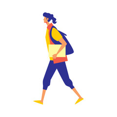 Fototapeta premium Illustration of a Faceless Female College Student Character Walking. Vector Design