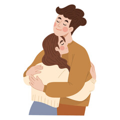 illustration of couple character poses. Celebrate valentines day illustration. 
young couple hugging vector eps