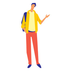 Illustration of a Faceless Male College Student Character Explaining Something. Vector Design