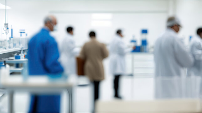 Blurred Background of scientists working at the laboratory, ai generative