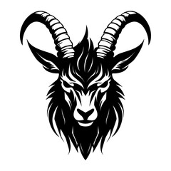 Goat head black silhouette, vector illustration, Generative Ai.
