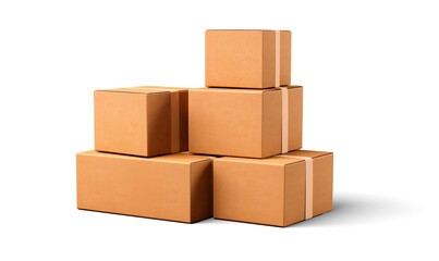 Cardboard Boxes Stacked on a White Background