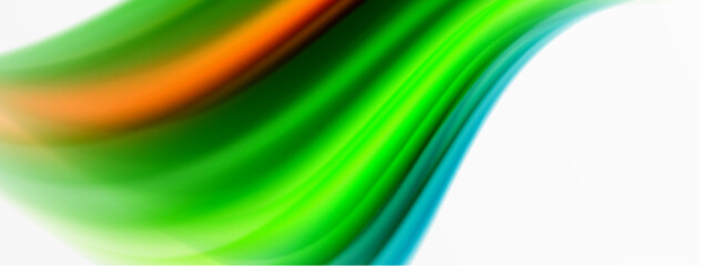 Rainbow color silk blurred wavy line background on white, luxuriously vibrant visually captivating backdrop. Stunning blend of colors reminiscent of rainbow, silky and gracefully blurred wavy pattern