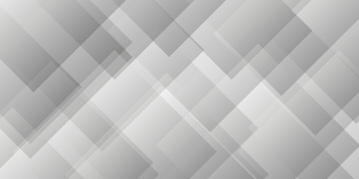 Abstract white and gray background design with layers of textured white transparent material in triangle and squares shapes. White color technology concept geometric line vector background. © armans