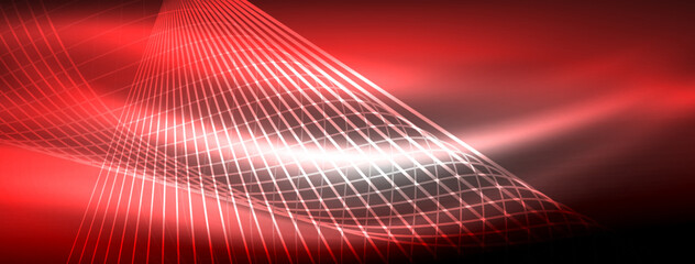 Glowing neon wave abstract background - vibrant, luminescent waves pulsate in a captivating and electrifying display