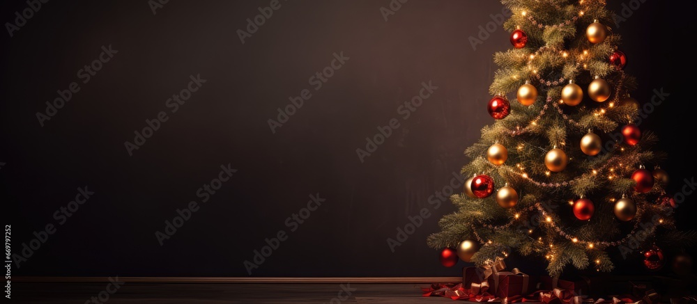 Canvas Prints Festively adorned tree with lights