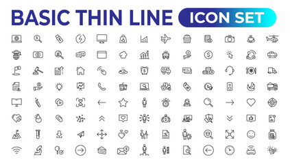 Fototapeta na wymiar Web icons. Business, finance, creativity.Set of thin line web icon set, simple outline icons collection, Pixel Perfect icons, Simple vector illustration.