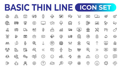 Web icons. Business, finance, creativity.Set of thin line web icon set, simple outline icons collection, Pixel Perfect icons, Simple vector illustration.