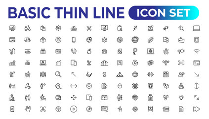 Web icons. Business, finance, creativity.Set of thin line web icon set, simple outline icons collection, Pixel Perfect icons, Simple vector illustration.