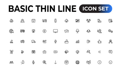 Web icons. Business, finance, creativity.Set of thin line web icon set, simple outline icons collection, Pixel Perfect icons, Simple vector illustration.