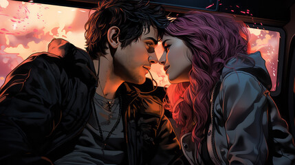 couple kissing