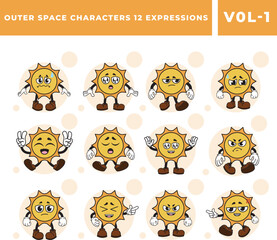 Free Cute Sun Mascot Vector Images Set
