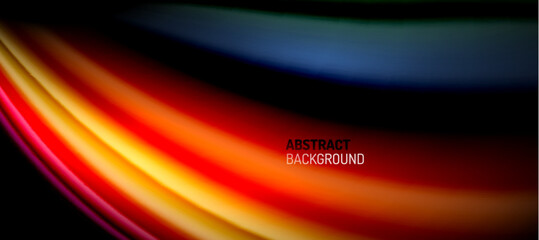 Rainbow color wave lines on black. Techno or business abstract background for posters, covers, banners, brochures, websites