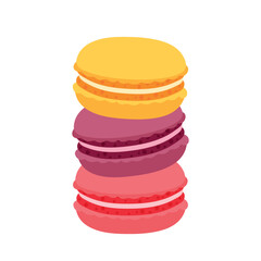 Macarons Cookies Bakery Food in Flat Cute Cartoon Vector Illustration