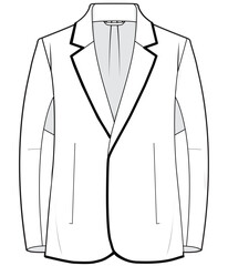 active sports blazer flat sketch vector illustration technical cad drawing template