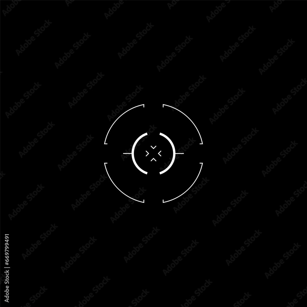 Poster cyberpunk style circle target. futuristic gui circle target, tech aim, hud reticle, cyberpunk aesthe