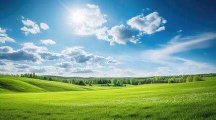 Fototapeta na wymiar Free photo of a Springtime Beauty: A Scenic Landscape with Dramatic Sky and Lush Meadows