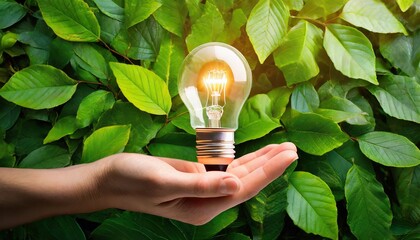 light bulb in hand wallpaper a hand offering a glowing light bulb amidst the tranquility of nature tuxter 