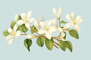 Illustration of jasmine flowers. Generative AI