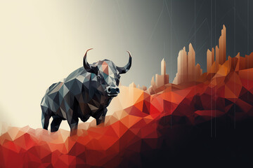 stock market bull illustration - bullish market trading
