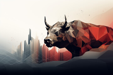 stock market bull illustration - bullish market trading