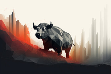 stock market bull illustration - bullish market trading