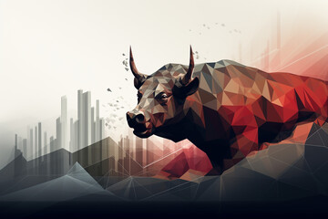 stock market bull illustration - bullish market trading